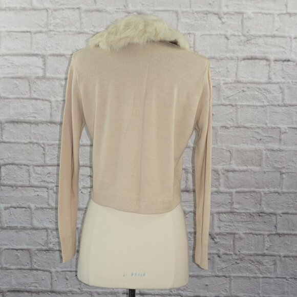 Vintage 50's Lace Fur Collar Cardigan Sweater - Picture 4 of 7